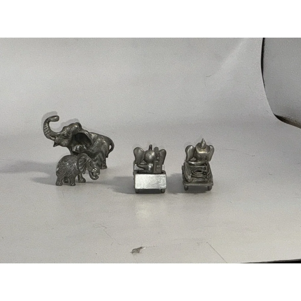 Spoontiques Pewter‎ Elephant In Golf Cart And Fire Engine 2 Pewter Elephants